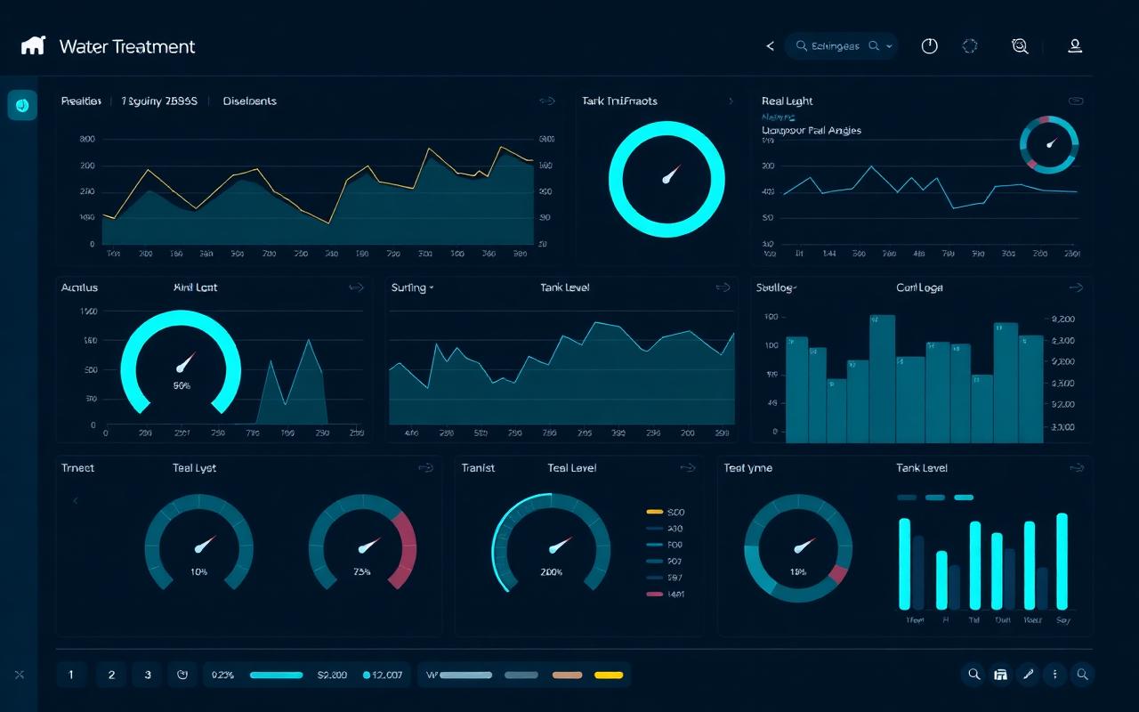 Dashboard SCADA de planta potabilizadora con gráficos en tiempo real